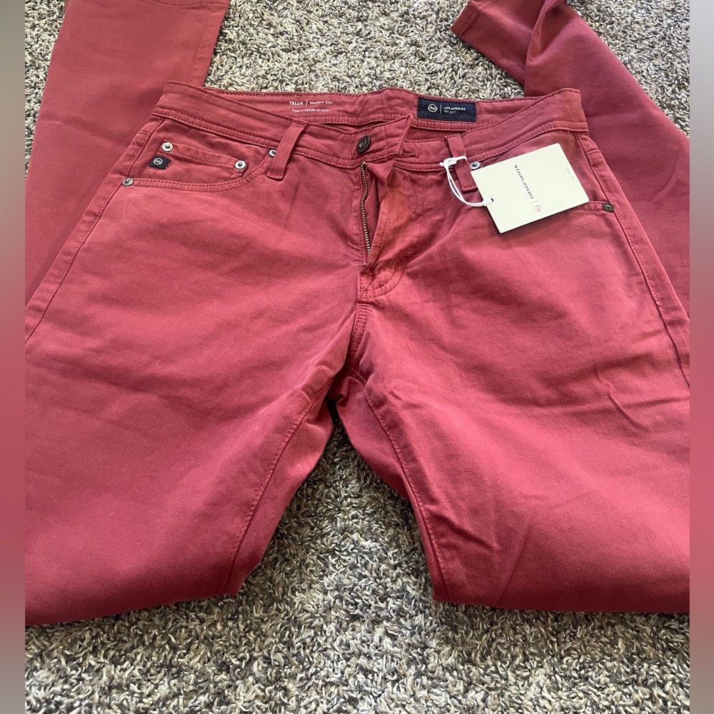 AG Los Angeles mens or Women's Red Jeans
Brand new red satan suede 
Size 29x34
